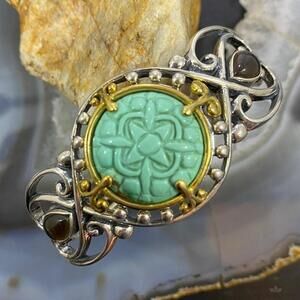 Carolyn Pollack Sterling & Brass Green Turquoise/Smoky Quartz Decorated Bracelet